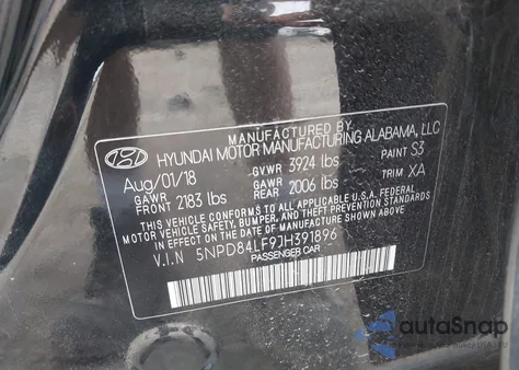 2018 Hyundai Elantra Value Edition z USA, uszkodzony, nr VIN 5NPD84LF9JH391896